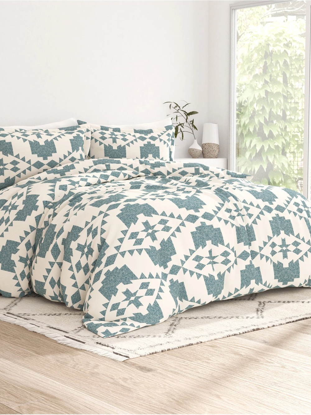 Teal Aztec 3-Piece Duvet Cover Set Full/Queen